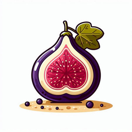 Figs isolated on white background. Vector illustration in cartoon style.のイラスト素材