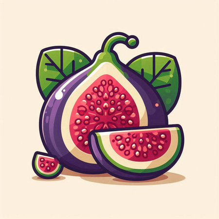 Figs fruit. Vector illustration in cartoon style isolated on white background.のイラスト素材