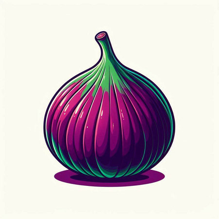 Illustration of a purple onion on a white background, vector illustrationのイラスト素材