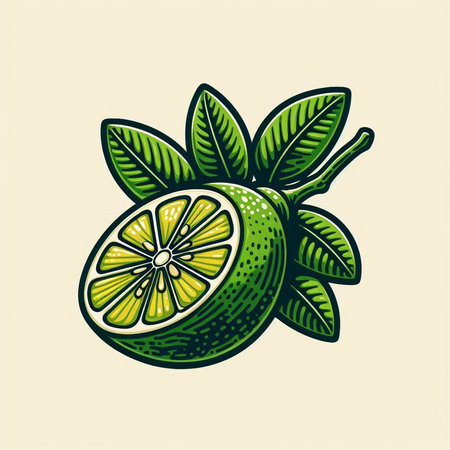 Lime citrus fruit engraving vector illustration. T-shirt apparel print design. Scratch board imitation. Black and white hand drawn image.のイラスト素材