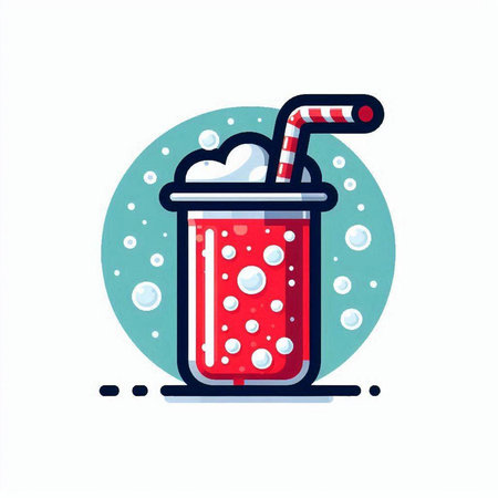 Cocktail with foam and straw in flat style. Vector illustration.のイラスト素材