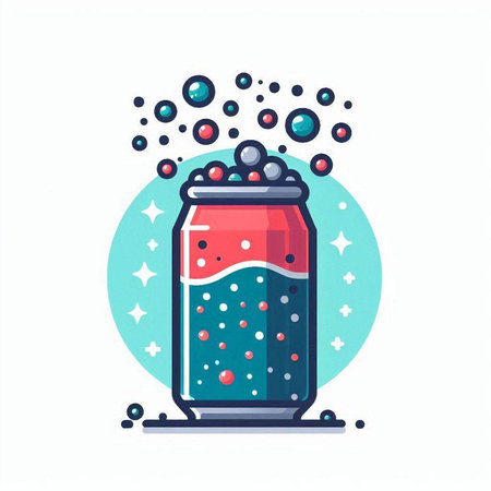 Fruit smoothies in a jar with bubbles. Vector illustration.のイラスト素材