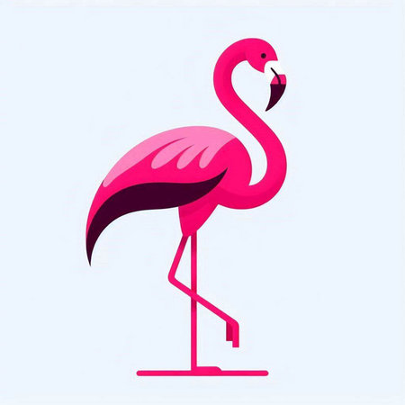 Pink flamingo on a blue background. Vector illustration for your designのイラスト素材