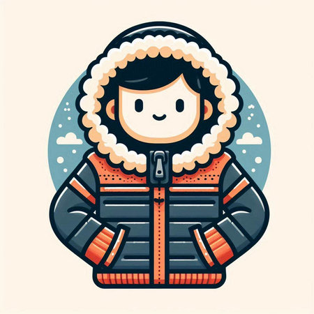 Illustration of a boy in a winter jacket. Vector illustration.のイラスト素材