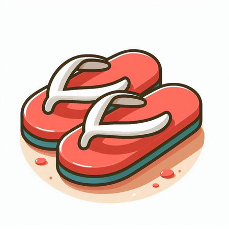 Vector illustration of two heart-shaped flip flops on white backgroundのイラスト素材