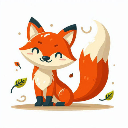Cute cartoon fox. Vector illustration of a little fox. Flat style.のイラスト素材
