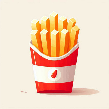 Illustration of french fries in a paper cup, fast food conceptのイラスト素材