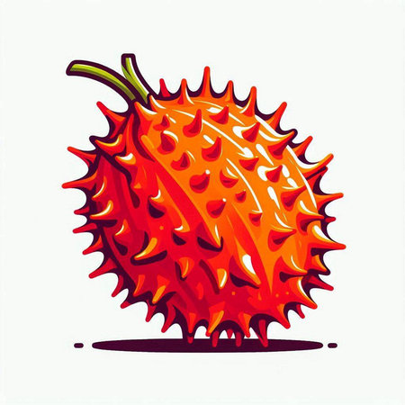 Kiwano fruit isolated on white background. Hand drawn vector illustration.のイラスト素材