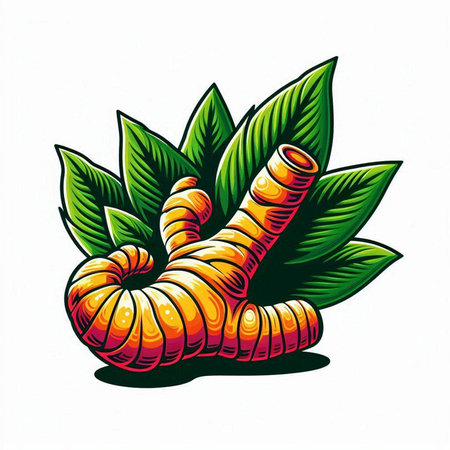 Illustration of a worm with green leaves on a white background.のイラスト素材