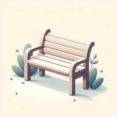 Wooden bench in the park. Vector illustration in retro style.のイラスト素材