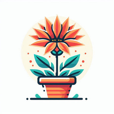 Flower in a pot. Vector illustration in a flat style.のイラスト素材