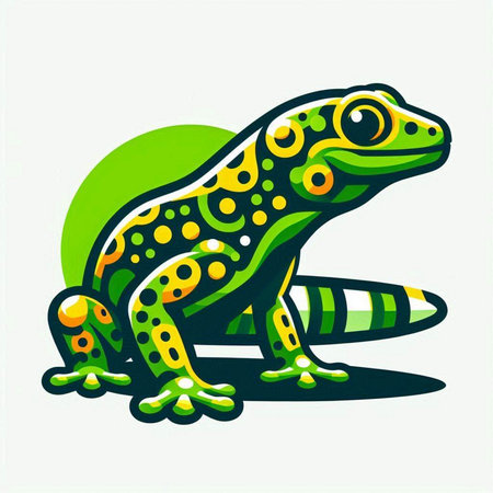 Frog vector illustration. Vector illustration of a tropical amphibian.のイラスト素材