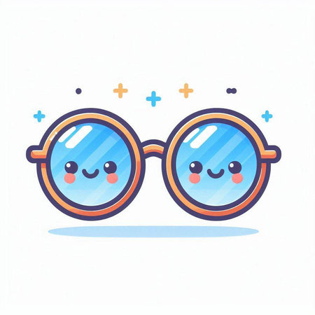Cute glasses. Vector illustration in flat style. Isolated on white background.のイラスト素材