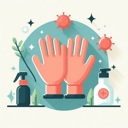 Cleaning and disinfection concept, flat design, vector illustration.のイラスト素材