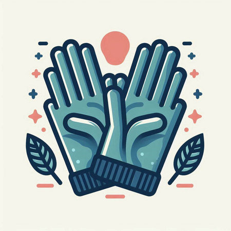 Hands in gloves. Vector illustration in flat style on white background.のイラスト素材