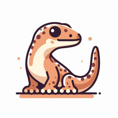 Cute cartoon lizard isolated on white background. Vector illustration in flat style.のイラスト素材