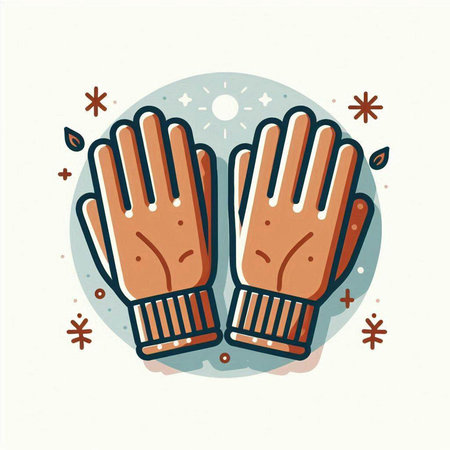 Winter gloves with snowflakes. Vector illustration in flat style.のイラスト素材