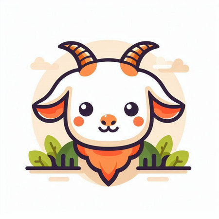 Cute goat cartoon icon. Farm animal concept. Vector flat illustrationのイラスト素材