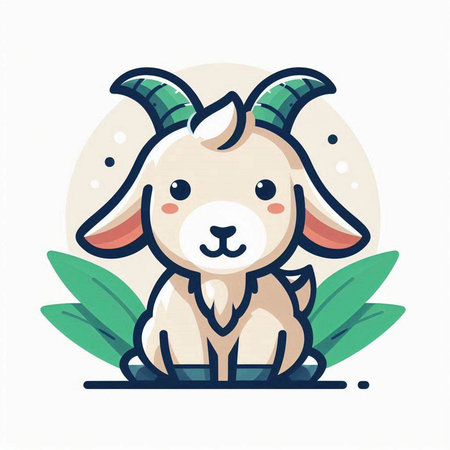 Cute cartoon goat on white background. Vector illustration for your designのイラスト素材