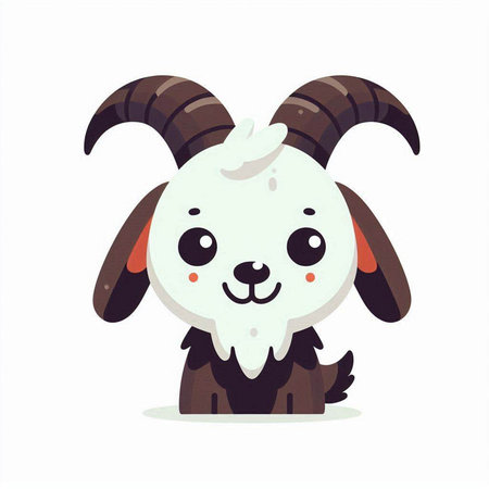 Cute goat cartoon character. Vector illustration in a flat style.のイラスト素材
