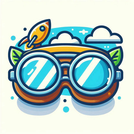 Snorkeling helmet and glasses. Vector illustration in cartoon styleのイラスト素材