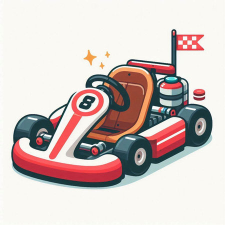 Cartoon karting car. Vector illustration of a karting car.のイラスト素材