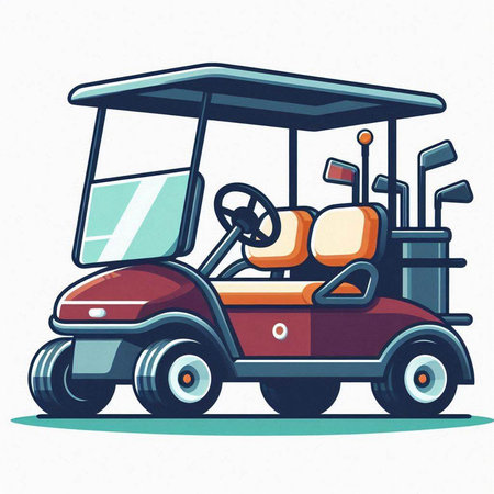 Golf cart. Cartoon illustration of golf cart vector icon for web designのイラスト素材