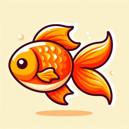Goldfish icon. Vector illustration of a cute cartoon goldfish.のイラスト素材