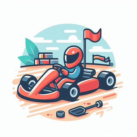 Cartoon karting. Vector illustration of a karting.のイラスト素材