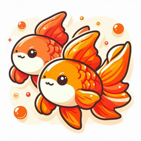 Cute kawaii goldfish cartoon character. Vector illustration.のイラスト素材