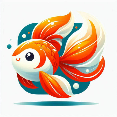 Vector illustration of a cute cartoon goldfish on a white background.のイラスト素材