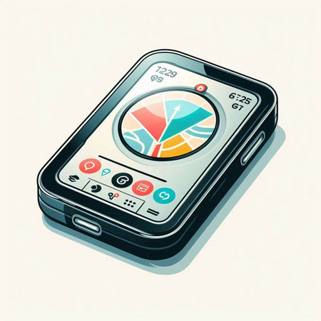 Vector illustration of a mobile phone with a graph on the screen.のイラスト素材