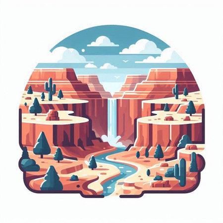 Hiking in Utah, United States of America. Vector illustration in flat styleのイラスト素材