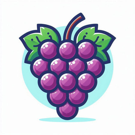 Grape fruit icon. Vector illustration of a bunch of grapes.のイラスト素材