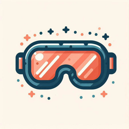 Ski goggles icon in flat style. Vector illustration on white background.のイラスト素材