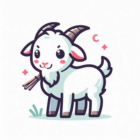 Cute cartoon goat. Vector illustration. Cute cartoon goat.のイラスト素材