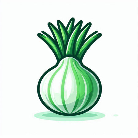 Illustration of green onion on a white background. Vector illustration.のイラスト素材