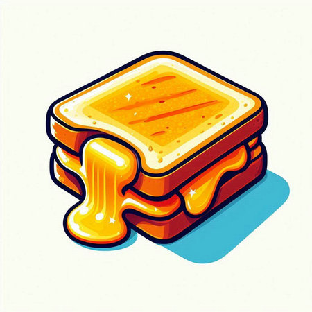 Illustration of a sandwich with butter and honey. Vector illustration.のイラスト素材