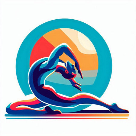 Illustration of yoga asana in circle background, vector illustration.のイラスト素材
