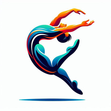 Silhouette of a gymnast. Vector illustration on a white background.のイラスト素材