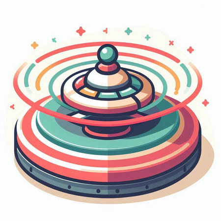 Illustration of a round spaceship on a white background. Vector illustration.のイラスト素材