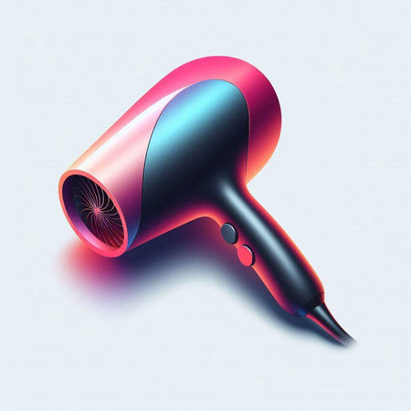 Hair dryer icon. Realistic illustration of hair dryer icon for web designのイラスト素材