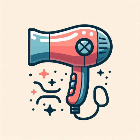 Hair dryer icon, vector illustration in flat line style.のイラスト素材