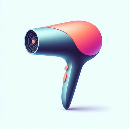 hair dryer isolated on white background. 3d render illustration.のイラスト素材