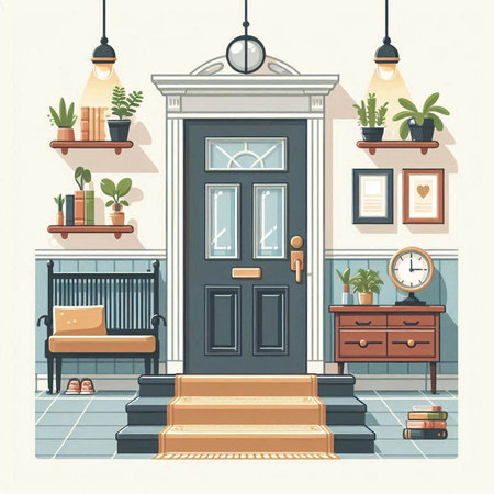 Interior of the living room in flat style. Vector illustration.のイラスト素材