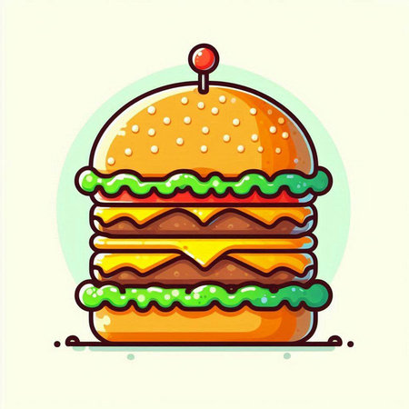 Hamburger icon. Fast food icon. Vector illustration in cartoon styleのイラスト素材
