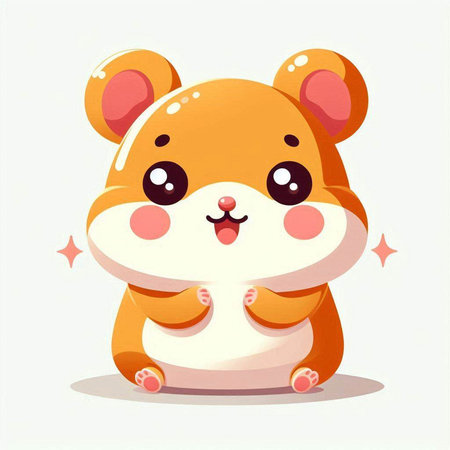 Cute cartoon hamster on a white background. Vector illustration.のイラスト素材