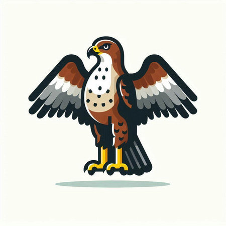 Vector illustration of a hawk on a white background. Flat style.のイラスト素材