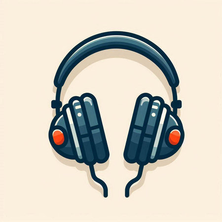 Headphones icon in flat style. Headphones vector illustration on light background.のイラスト素材