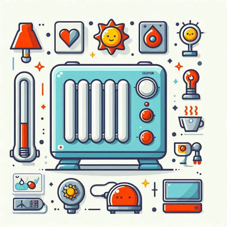 Vector illustration of home appliances. Colorful thin line art icons set.のイラスト素材
